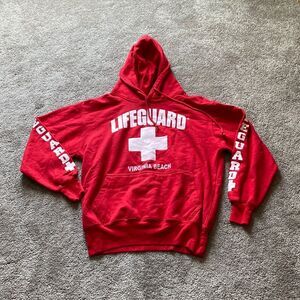 Lifeguard Red Virginia Beach Hoodie SIZE S